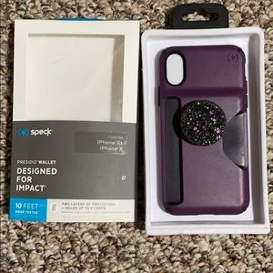 iPhone X/Xs Speck wallet case + popsocket